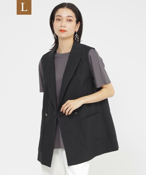EVEX by KRIZIA（エヴェックスバイクリツィア）の「【L】【SANYO Style EDITION掲載】【接触冷感】【防しわ】【ウォッシャブル】ドライポプリンテーラージレ（ベスト・レディース・ブラック/ベージュ・44）」の2枚目の写真