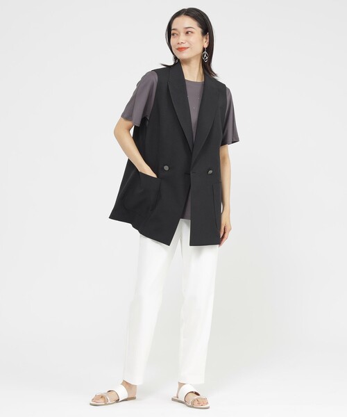EVEX by KRIZIA（エヴェックスバイクリツィア）の「【L】【SANYO Style EDITION掲載】【接触冷感】【防しわ】【ウォッシャブル】ドライポプリンテーラージレ（ベスト・レディース・ブラック/ベージュ・44）」の3枚目の写真