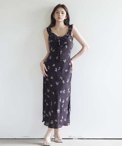 セール】花柄シフォンロングワンピース【ZOZOTOWN限定アイテム