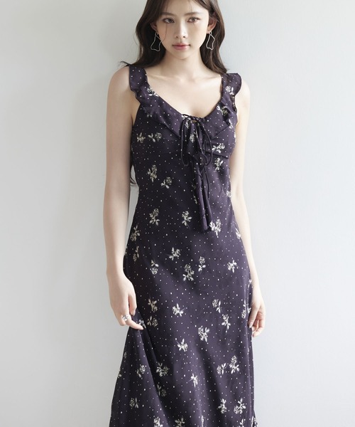 新品✨花柄シフォンロングワンピース❤️港区女子 セール】花柄シフォンロングワンピース【ZOZOTOWN限定アイテム