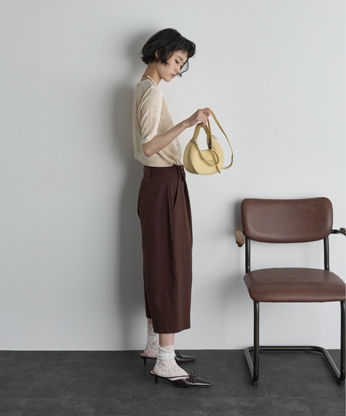 THE YOn(ザヨン)の「ベロアハーフスリーブトップス(Tシャツ/カットソー・レディース・ピンク/ブラウン/オリーブ/ブラック/アイボリー・FREE)」の20枚目の写真