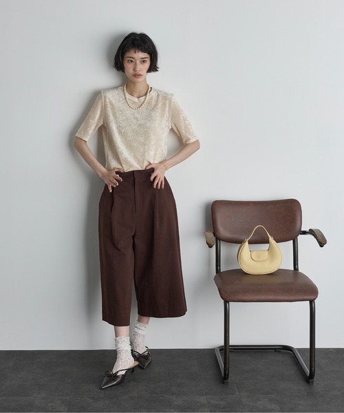 セール】ベロアハーフスリーブトップス（Tシャツ/カットソー）｜THE