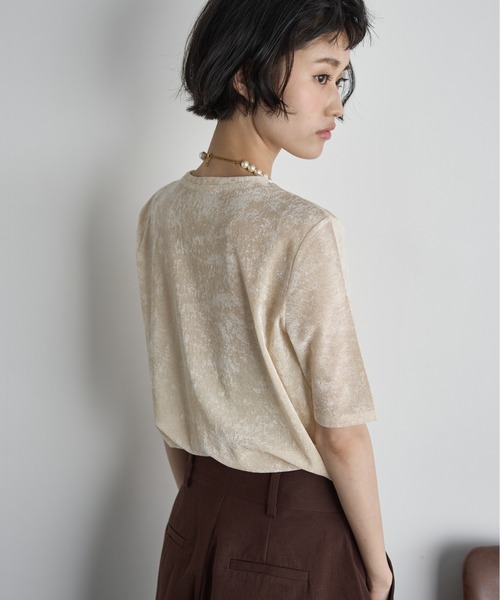 THE YOn(ザヨン)の「ベロアハーフスリーブトップス(Tシャツ/カットソー・レディース・ピンク/ブラウン/オリーブ/ブラック/アイボリー・FREE)」の16枚目の写真