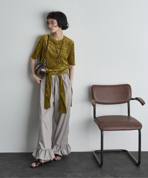 セール】ベロアハーフスリーブトップス（Tシャツ/カットソー）｜THE