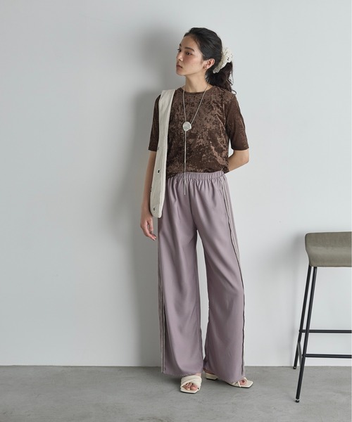 TENNE HANDCRAFTED MODERN ベロアハーフスリーブトップス TENNE HANDCRAFTED MODERN ベロアハーフスリーブトップス