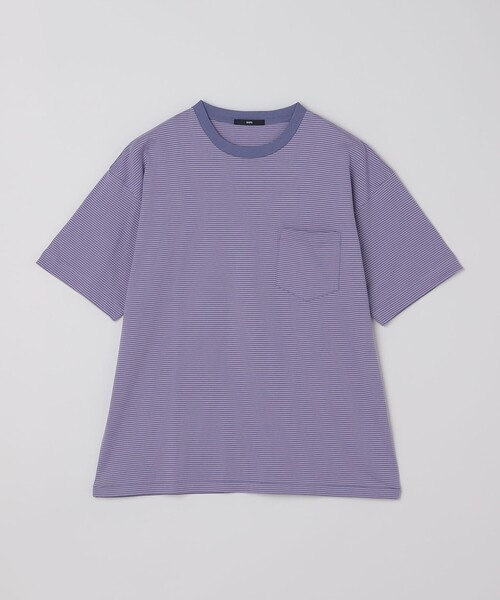 SHIPS(シップス)の「SHIPS: マイクロ ボーダー ショートスリーブ Tシャツ(Tシャツ/カットソー・メンズ・ブラウン/グリーン/ダークグレー/ベージュ/ネイビー/ラベンダー/ブルー・SMALL/MEDIUM/LARGE/X-LARGE)」の1枚目の写真