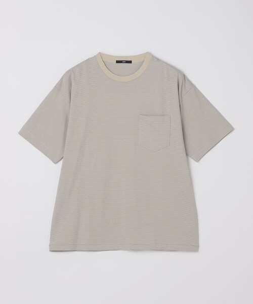 SHIPS(シップス)の「SHIPS: マイクロ ボーダー ショートスリーブ Tシャツ(Tシャツ/カットソー・メンズ・ブラウン/グリーン/ダークグレー/ベージュ/ネイビー/ラベンダー/ブルー・SMALL/MEDIUM/LARGE/X-LARGE)」の4枚目の写真