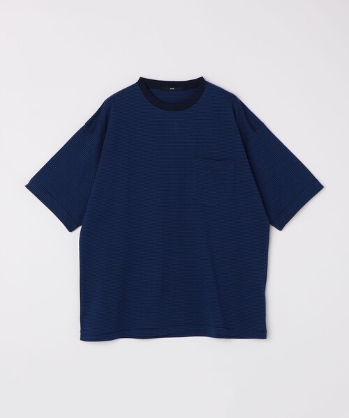 SHIPS(シップス)の「SHIPS: マイクロ ボーダー ショートスリーブ Tシャツ(Tシャツ/カットソー・メンズ・ブラウン/グリーン/ダークグレー/ベージュ/ネイビー/ラベンダー/ブルー・SMALL/MEDIUM/LARGE/X-LARGE)」の7枚目の写真