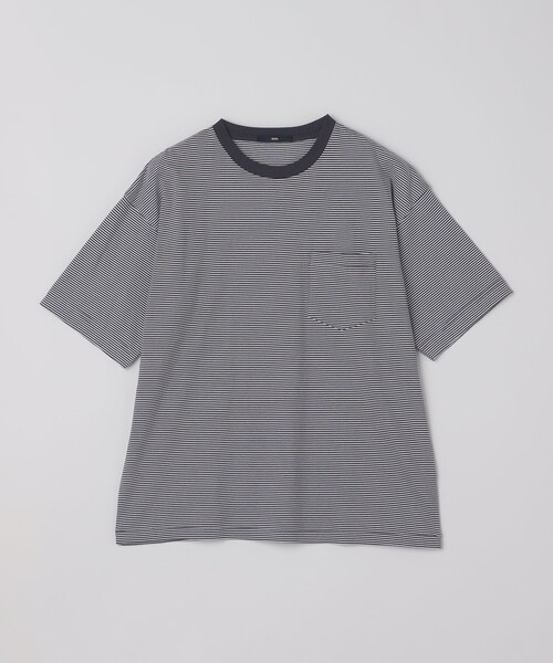 SHIPS(シップス)の「SHIPS: マイクロ ボーダー ショートスリーブ Tシャツ(Tシャツ/カットソー・メンズ・ブラウン/グリーン/ダークグレー/ベージュ/ネイビー/ラベンダー/ブルー・SMALL/MEDIUM/LARGE/X-LARGE)」の2枚目の写真