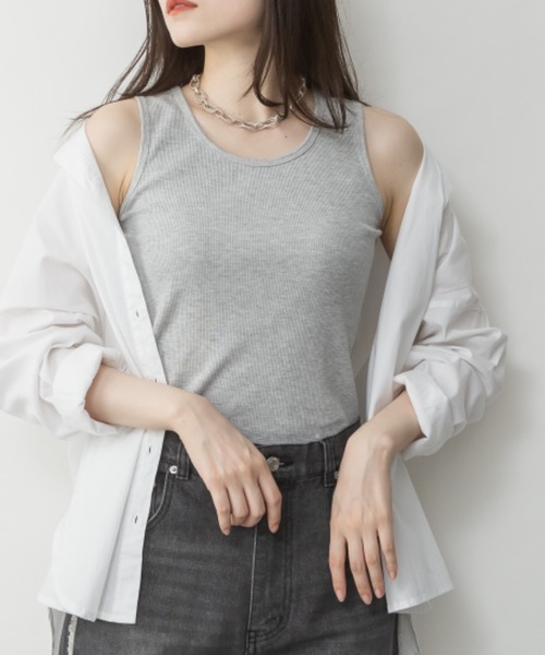 DIESEL Ribbed cotton top リブコットントップ タンクトップ GU公式 | コットンカラーリブタンクトップ