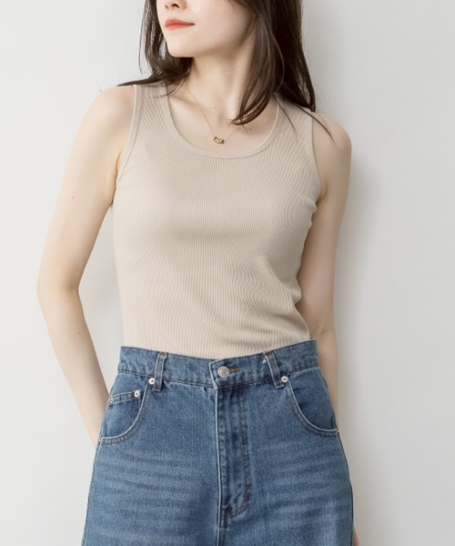 DIESEL Ribbed cotton top リブコットントップ タンクトップ GU公式 | コットンカラーリブタンクトップ