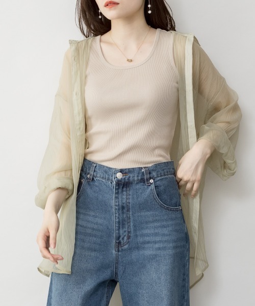 RCD(アールシーディー)の「コットンリブタンクトップ(タンクトップ・レディース・ベージュ/ブラック/カーキ/オフホワイト/杢グレー・M/L/LL)」の18枚目の写真
