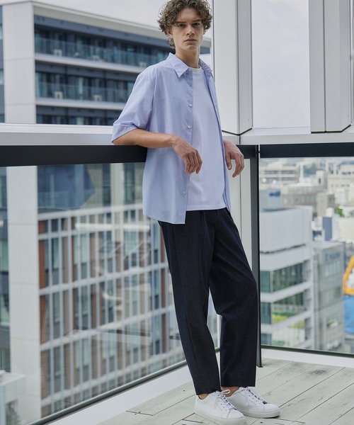 UNITED TOKYO(ユナイテッドトウキョウ)の「【完売間近!】ハイカウントブロードストライプシャツ |日本製/夏服/防シワ/天然素材(シャツ/ブラウス・メンズ・オフホワイト/サックスブルー・1/2)」の4枚目の写真