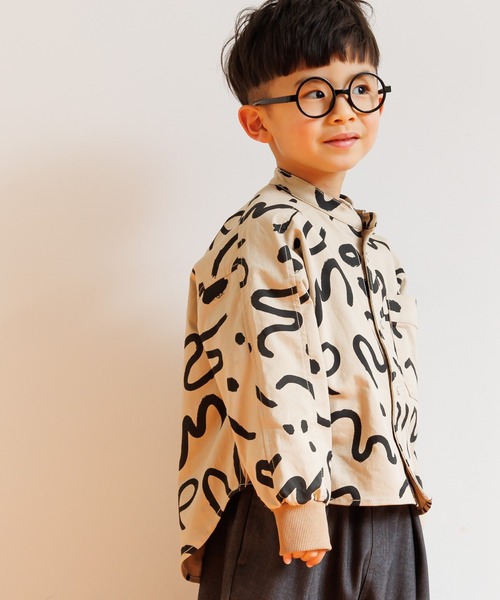 MAKE YOUR DAY（メイクユアデイ）の「総柄バンドカラー長袖シャツ■80～140cm（シャツ/ブラウス・キッズ・ブラック/オリーブ/アイボリー/ベージュ・110/100/90/80/120/130/140）」の10枚目の写真