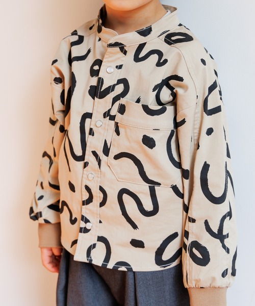 MAKE YOUR DAY（メイクユアデイ）の「総柄バンドカラー長袖シャツ■80～140cm（シャツ/ブラウス・キッズ・ブラック/オリーブ/アイボリー/ベージュ・110/100/90/80/120/130/140）」の14枚目の写真