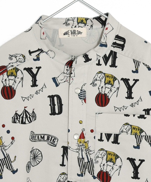 MAKE YOUR DAY（メイクユアデイ）の「総柄バンドカラー長袖シャツ■80～140cm（シャツ/ブラウス・キッズ・ブラック/オリーブ/アイボリー/ベージュ・110/100/90/80/120/130/140）」の20枚目の写真
