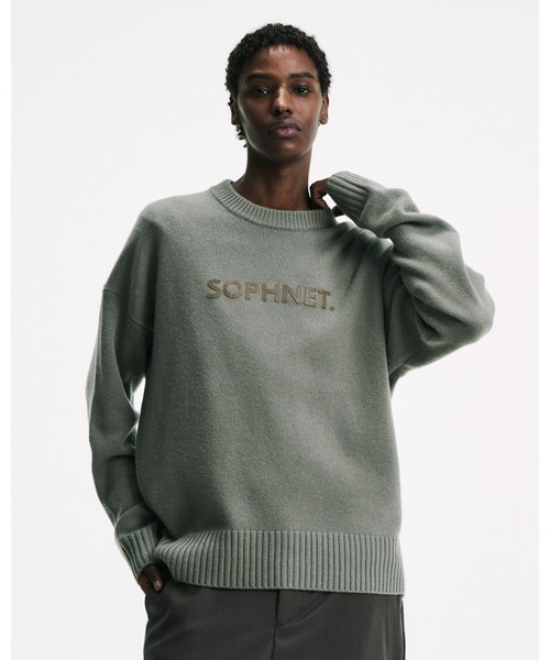 SOPHNET.（ソフネット）の「LOGO PATCH KNIT（ニット/セーター・メンズ・ブラック/カーキ・2/3/4/5/1）」の3枚目の写真