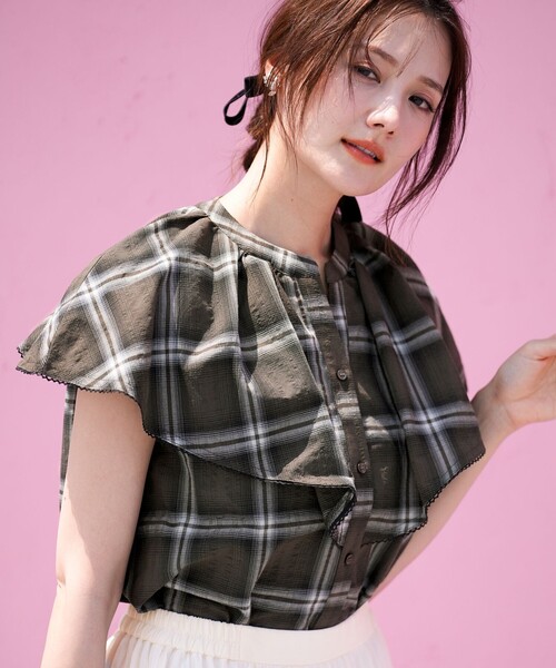 ANY SIS(エニィスィス)の「サッカーチェック ブラウス(シャツ/ブラウス・レディース・ダークブラウン系/ネイビー系・0)」の19枚目の写真