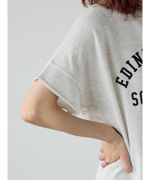 Lugnoncure（ルノンキュール）の「カレッジ風ロゴプリントミニ裏毛トップス（Tシャツ/カットソー・レディース・オフホワイト/ブルー/チャコールグレー・F）」の13枚目の写真