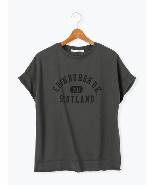 Lugnoncure（ルノンキュール）の「カレッジ風ロゴプリントミニ裏毛トップス（Tシャツ/カットソー・レディース・オフホワイト/ブルー/チャコールグレー・F）」の14枚目の写真