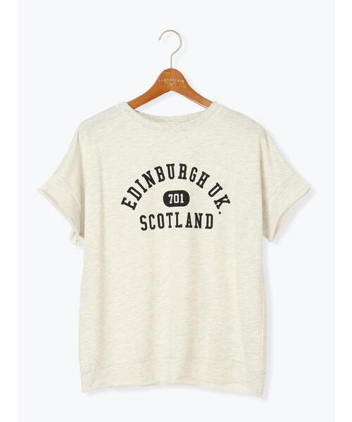 Lugnoncure（ルノンキュール）の「カレッジ風ロゴプリントミニ裏毛トップス（Tシャツ/カットソー・レディース・オフホワイト/ブルー/チャコールグレー・F）」の16枚目の写真