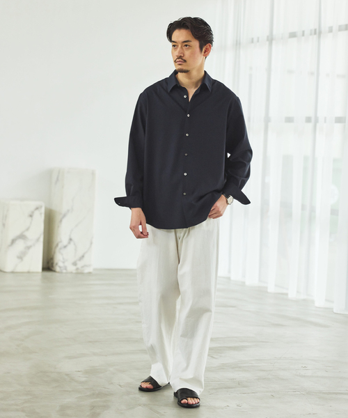 EDIFICE（エディフィス）の「SUPER 100’s  ウール レギュラー シャツ（シャツ/ブラウス・メンズ・ネイビー/ブラック/グレー・SMALL/MEDIUM/LARGE）」の19枚目の写真