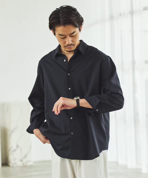 EDIFICE（エディフィス）の「SUPER 100’s  ウール レギュラー シャツ（シャツ/ブラウス・メンズ・ネイビー/ブラック/グレー・SMALL/MEDIUM/LARGE）」の16枚目の写真