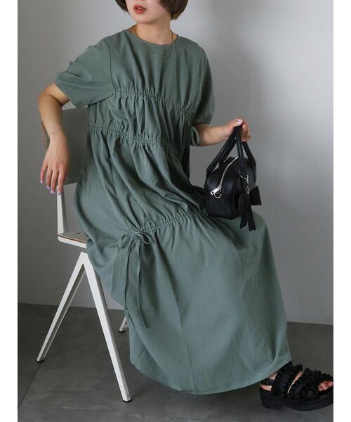 ehka sopo（エヘカソポ）の「ドロスト切り替えワンピース（ワンピース・レディース・ブラック/オフホワイト/グリーン・F）」の3枚目の写真