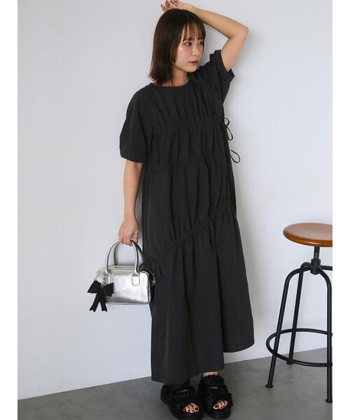 ehka sopo（エヘカソポ）の「ドロスト切り替えワンピース（ワンピース・レディース・ブラック/オフホワイト/グリーン・F）」の2枚目の写真