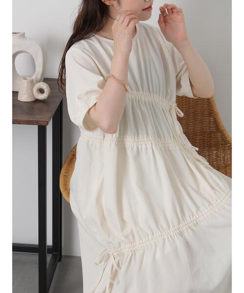 ehka sopo（エヘカソポ）の「ドロスト切り替えワンピース（ワンピース・レディース・ブラック/オフホワイト/グリーン・F）」の4枚目の写真