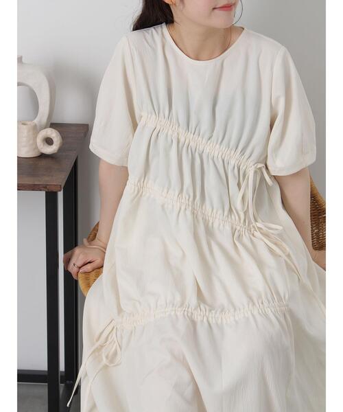 ehka sopo（エヘカソポ）の「ドロスト切り替えワンピース（ワンピース・レディース・ブラック/オフホワイト/グリーン・F）」の5枚目の写真