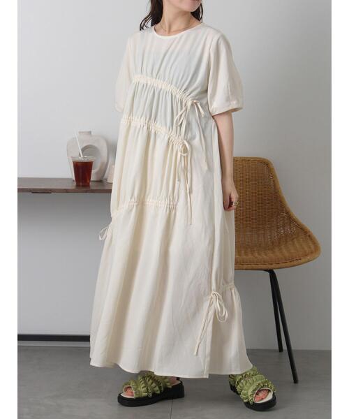 ehka sopo（エヘカソポ）の「ドロスト切り替えワンピース（ワンピース・レディース・ブラック/オフホワイト/グリーン・F）」の9枚目の写真