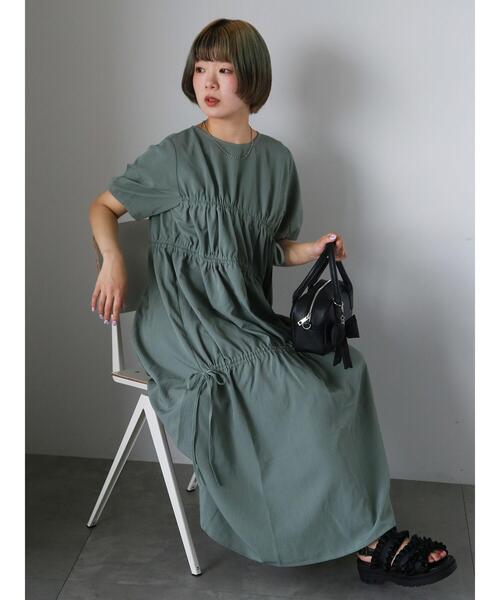 ehka sopo（エヘカソポ）の「ドロスト切り替えワンピース（ワンピース・レディース・ブラック/オフホワイト/グリーン・F）」の13枚目の写真