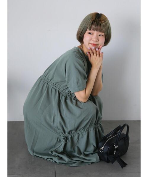 ehka sopo（エヘカソポ）の「ドロスト切り替えワンピース（ワンピース・レディース・ブラック/オフホワイト/グリーン・F）」の14枚目の写真