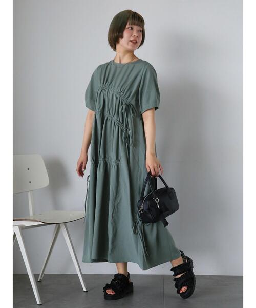 ehka sopo（エヘカソポ）の「ドロスト切り替えワンピース（ワンピース・レディース・ブラック/オフホワイト/グリーン・F）」の16枚目の写真