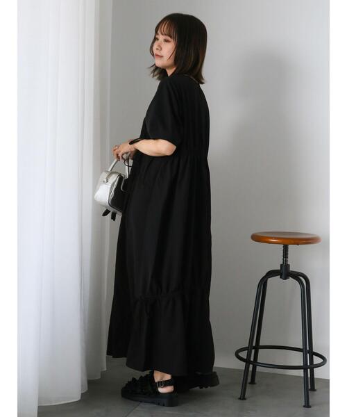 ehka sopo（エヘカソポ）の「ドロスト切り替えワンピース（ワンピース・レディース・ブラック/オフホワイト/グリーン・F）」の21枚目の写真