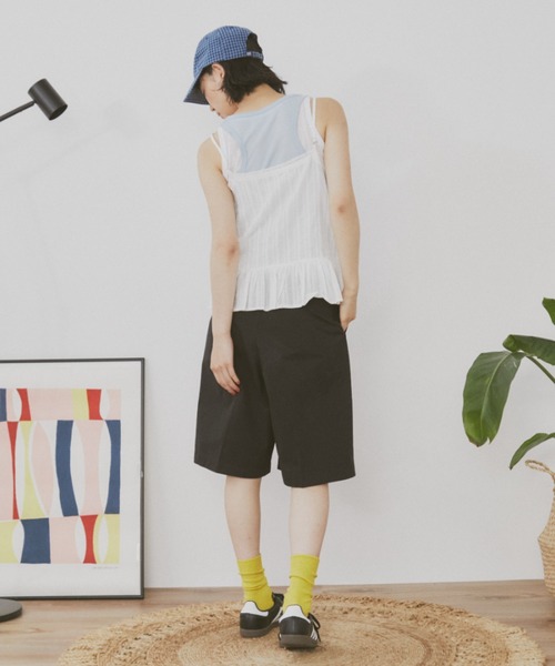 MERLOT（メルロー）の「ワイドハーフチノパンツ（チノパンツ・レディース・ブラック/ベージュ・FREE）」の7枚目の写真