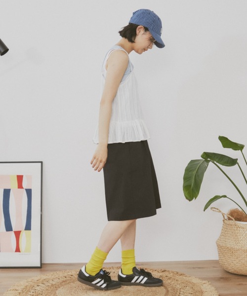 MERLOT（メルロー）の「ワイドハーフチノパンツ（チノパンツ・レディース・ブラック/ベージュ・FREE）」の6枚目の写真