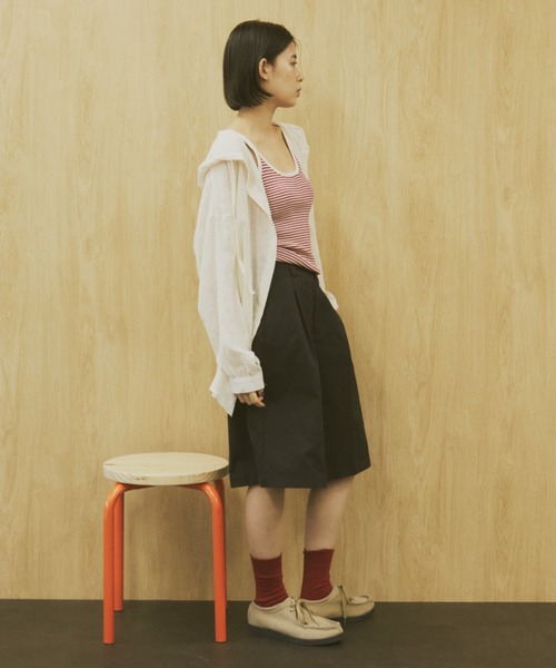 MERLOT（メルロー）の「ワイドハーフチノパンツ（チノパンツ・レディース・ブラック/ベージュ・FREE）」の21枚目の写真