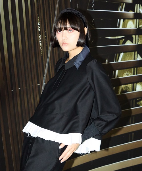 FLUMOR(フラマー)の「ツイルジャージー2wayブラウス【セットアップ対応】【入卒式】【オケージョン】(シャツ/ブラウス・レディース・グレー/ブラック・38)」の2枚目の写真