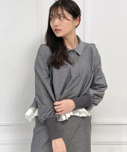 FLUMOR(フラマー)の「ツイルジャージー2wayブラウス【セットアップ対応】【入卒式】【オケージョン】(シャツ/ブラウス・レディース・グレー/ブラック・38)」の13枚目の写真