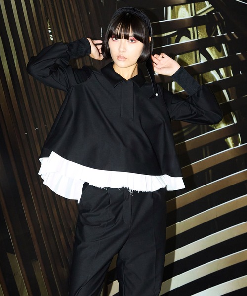 FLUMOR(フラマー)の「ツイルジャージー2wayブラウス【セットアップ対応】【入卒式】【オケージョン】(シャツ/ブラウス・レディース・グレー/ブラック・38)」の9枚目の写真