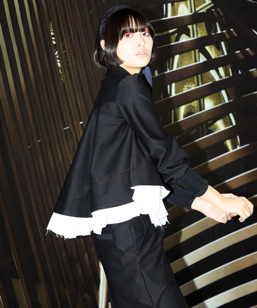 FLUMOR(フラマー)の「ツイルジャージー2wayブラウス【セットアップ対応】【入卒式】【オケージョン】(シャツ/ブラウス・レディース・グレー/ブラック・38)」の7枚目の写真