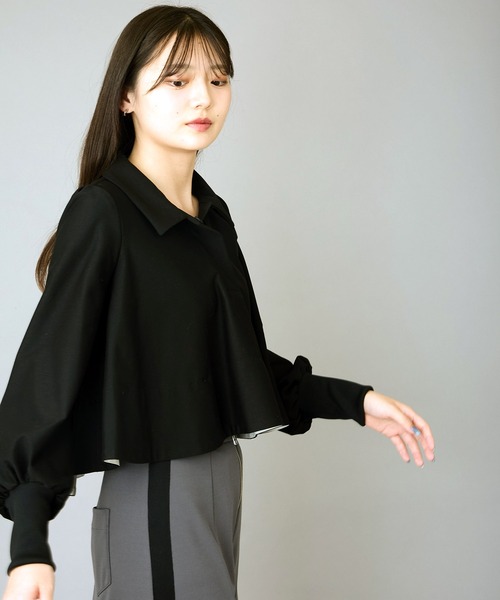 FLUMOR(フラマー)の「ツイルジャージー2wayブラウス【セットアップ対応】【入卒式】【オケージョン】(シャツ/ブラウス・レディース・グレー/ブラック・38)」の21枚目の写真