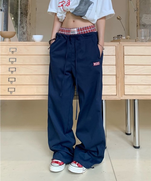 CERCA(チェルカ)の「【 MEMECLE / メメクル 】チェックレイヤードパンツ(その他パンツ・レディース・ネイビー/ホワイト・L/M/S)」の1枚目の写真