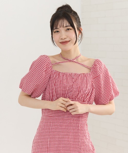 REDYAZEL（レディアゼル）の「クロスリボンギンガムチェックマーメイドワンピース（ワンピース・レディース・ブラック系その他/グリーン系その他/レッド系その他・SMALL/MEDIUM）」の17枚目の写真
