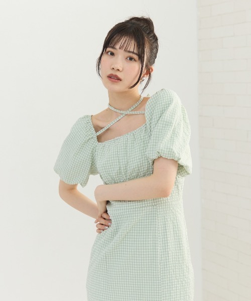 REDYAZEL（レディアゼル）の「クロスリボンギンガムチェックマーメイドワンピース（ワンピース・レディース・ブラック系その他/グリーン系その他/レッド系その他・SMALL/MEDIUM）」の22枚目の写真