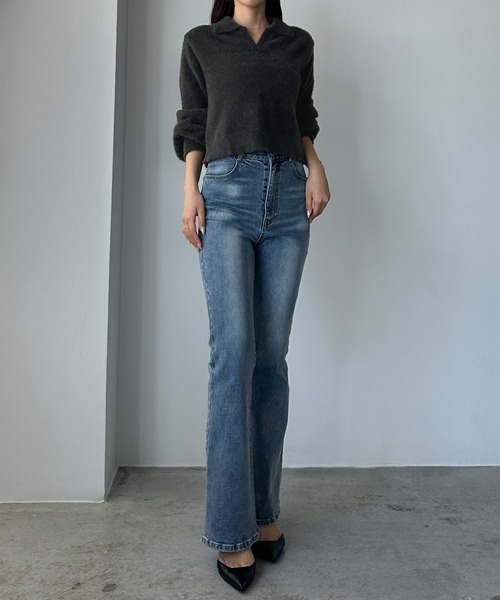 Louere(ルエレ)の「シャギースキッパーニットトップス(ニット/セーター・レディース・アイボリー/チャコール/ブラック・LARGE/MEDIUM)」の12枚目の写真