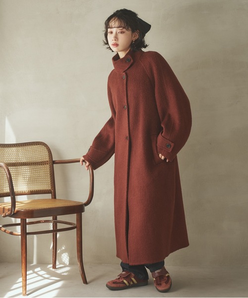 cashmere stand collar cocoon coat /カシミアスタンドカラーコクーン