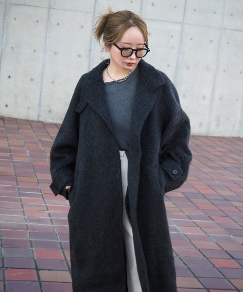 cashmere stand collar cocoon coat /カシミアスタンドカラーコクーン